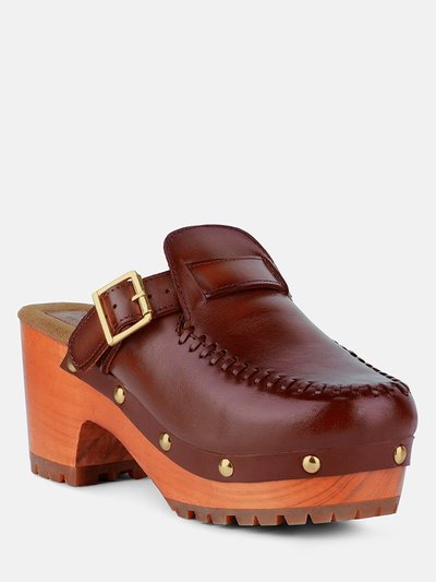 Rag & Co Choctav Dark Tan Handcrafted Leather Clogs product