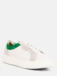 Endler Color Block Leather Sneakers In Green - Green