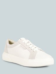 Endler Color Block Leather Sneakers In White - White