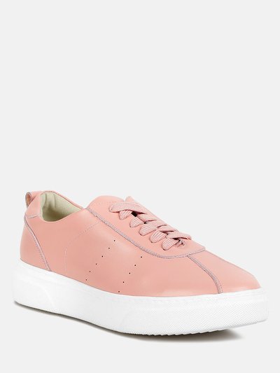 rag_and_co Magull Solid Lace Up Leather Sneakers In Pink product