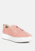 Magull Solid Lace Up Leather Sneakers In Pink - Pink