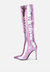 New Expession Pink Metallic Ruched Stiletto Calf Boots