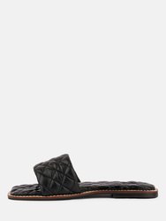 Odalta Black Handcrafted Quilted Summer Flats