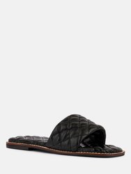 Odalta Black Handcrafted Quilted Summer Flats - Black