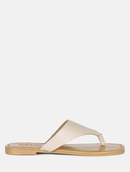 Orofer Latte Soft Leather Luxury Thong Flats