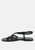 Rita Black Strappy Flat Leather Sandals