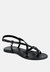 Rita Black Strappy Flat Leather Sandals - Black