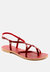 Rita Red Strappy Flat Leather Sandals - Red