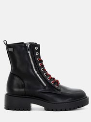 RUBY Combat Boot with Zipper - Black
