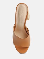 Shuri Open Toe High Block Heel Sandals In Tan