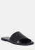 Tatami Black Soft Leather Classic Leather Slide Flats - Black