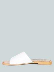 Tatami White Soft Leather Classic Leather Slide Flats