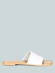 Tatami White Soft Leather Classic Leather Slide Flats