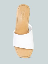 Tatami White Soft Leather Classic Leather Slide Flats