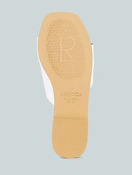 Tatami White Soft Leather Classic Leather Slide Flats