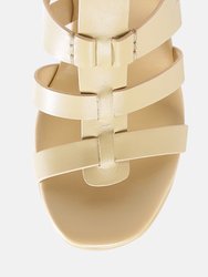 Windrush Cage Wedge Leather Sandal in Nude