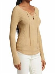 Carrie Lace Up Vee Ls - Khaki