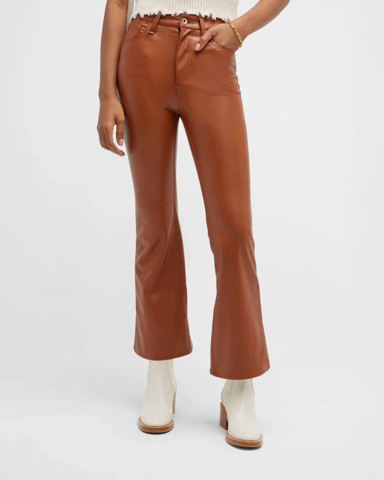 Casey Faux Leather Flare Pants - Putty Brown