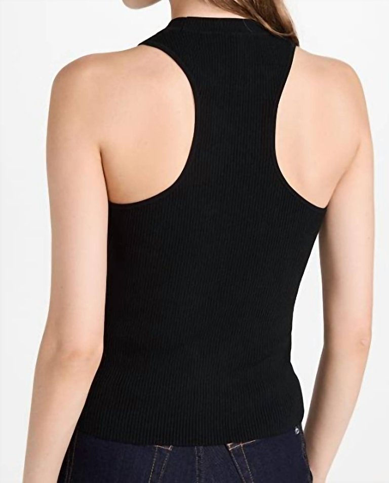 Keyhole Ribbed Knit Tank Top Sweater
