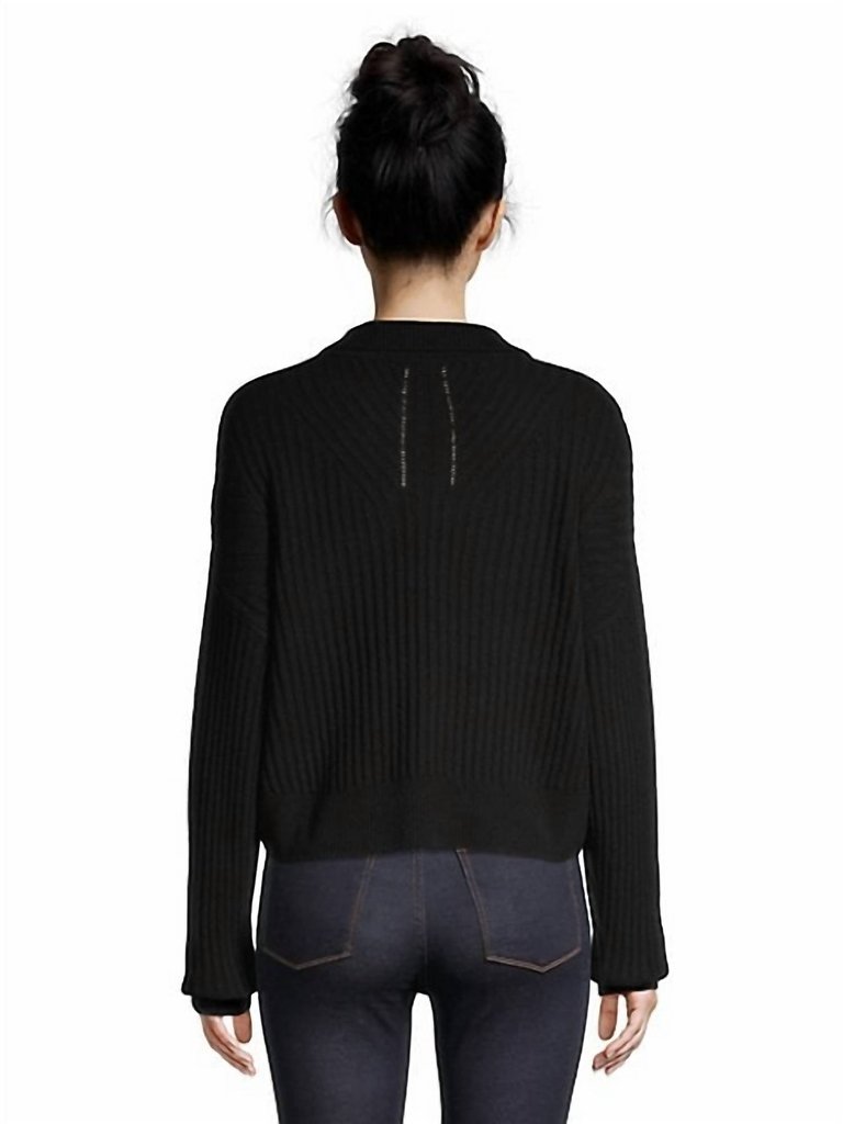 Maxine Wool Ribbed Knit Polo Sweater