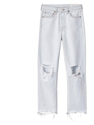 Maya High Rise Slim Ditch Plain Ripped Jeans - White