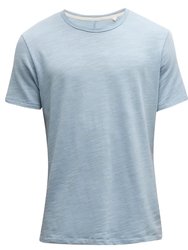 Men Classic Short Sleeves Crew Neck Flame Tee Desert Blue - Blue