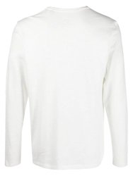 Men's White Knit Long Sleeve Cotton T-Shirt Pullover