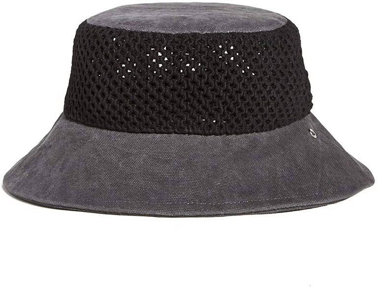 Nando Netting Canvas Bucket Hat - Black