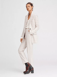 Poppy High Waisted Pant - Ivory Check
