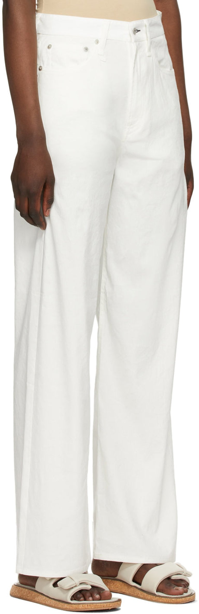 Rag & Bone Featherweight Logan Ecru Wide Leg Jeans - White