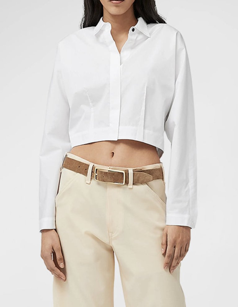 Rag & Bone Women Morgan Button Down Shirt Cropped Top White - White