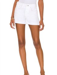 Rosa Mid Rise Rolled Up Cuffs Cotton Short - Bright White