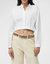 Women Morgan Button Down Shirt Cropped Top - White