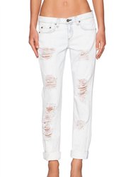 Women Rebel Boyfriend Jeans - Aged Bright White