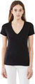 Women The Vee Tee Black Short Sleeve Cotton T-Shirt