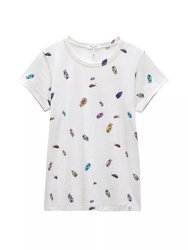 Women's Beetle Print Short Sleeve T-Shirt - Beige