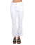 Women'S White With Holes Cropped Jeans Stretch Denim Pants - White
