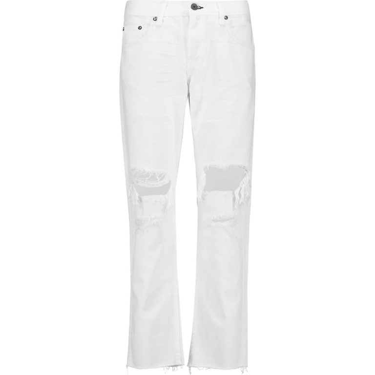 X Boyfriend Distressed Jeans - White