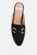 Abner Horsebit Embellished Raffia Slip On Mules In Black