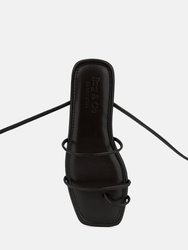 Amatha Black Essential Toe Ring Summer Leather Flats