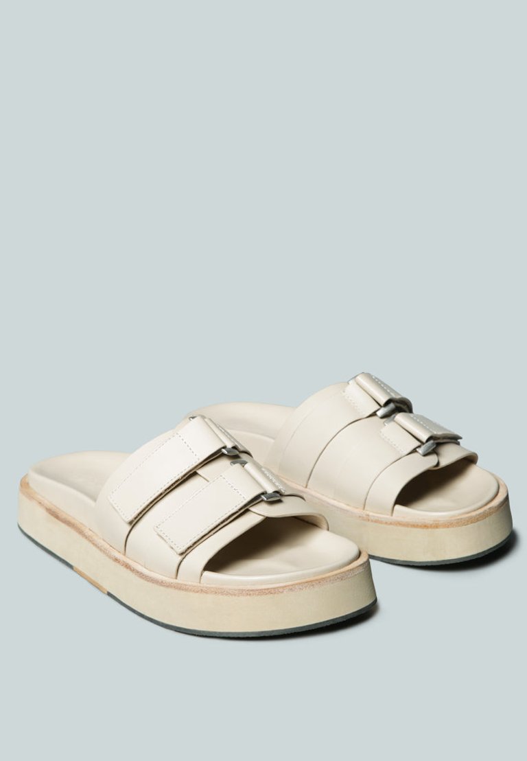 Aniston Buckled Flatform Nude Slip-on Sandal - Nude