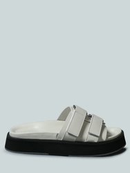 Aniston Buckled Flatform White Slip-on Sandal