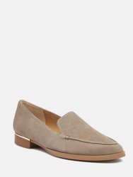 Anna Taupe Suede Leather Loafers - Taupe