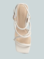 Artha Open Square Toe Block Heel Sandals In Off White