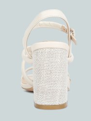 Artha Open Square Toe Block Heel Sandals In Off White