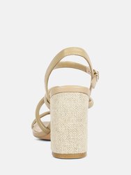 Artha Open Square Toe Block Heel Sandals In Taupe