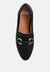 Asher Horsebit Embellished Raffia Loafers In Black