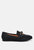 Asher Horsebit Embellished Raffia Loafers In Black