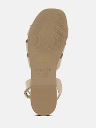 Ashton Beige Flat Ankle Strap Sandals
