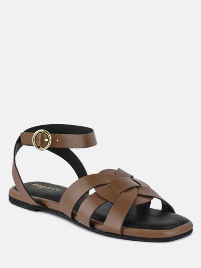 Rag & Co Ashton Tan Flat Ankle Strap Sandals product